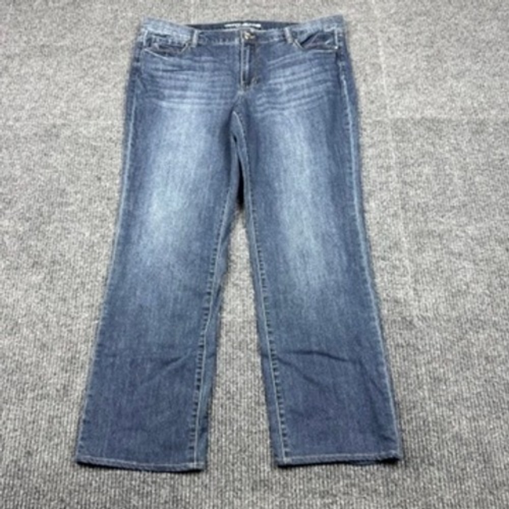 DKNY Jeans Soho Straight Leg Dark Wash Stretch Denim Blue J9310145 Size 16